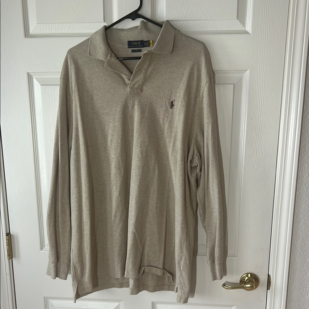 Polo by Ralph Lauren Men's Oatmeal Beige Long Sleeve Shirt Classic Fit, XXL